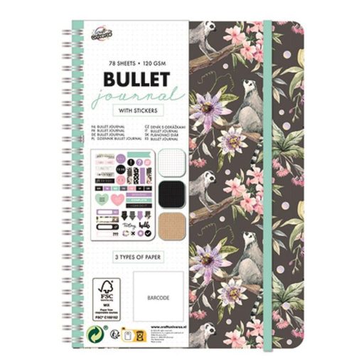 Bullet Journal, Ring-tailed Lemur Mintás tervező füzet A5 matricával