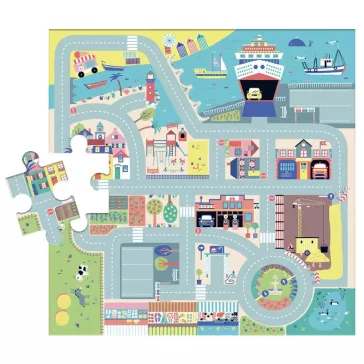 Padló puzzle  4db fa kisautóval Auzou