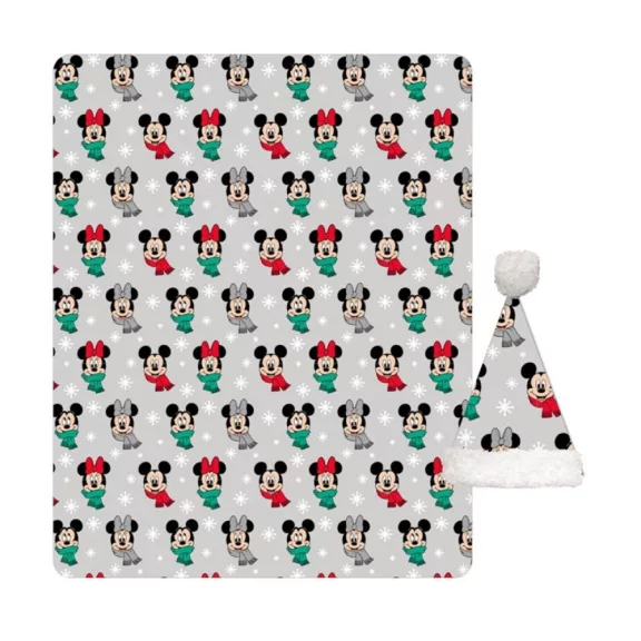 Disney Mickey, Minnie Noel Karácsonyi coral fleece takaró és sapka szett Disney Mickey, Minnie Noel Karácsonyi coral fleece takaró és sapka szett