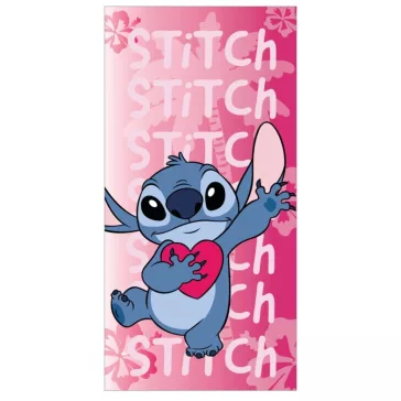   Disney Lilo és Stitch, A csillagkutya Pink Heart fürdőlepedő, strand törölköző 70x140cm (Fast Dry)