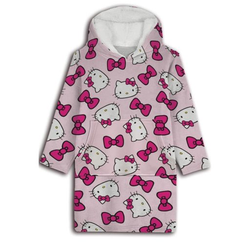 Hello Kitty Bow belebújós plüss polár takaró, poncsó 7-14 év