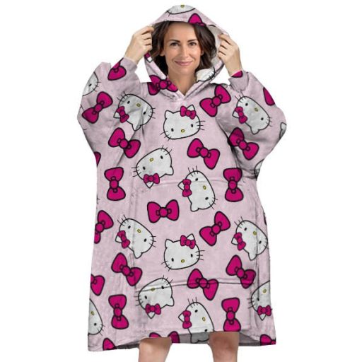 Hello Kitty Bow felnőtt belebújós plüss polár takaró, poncsó