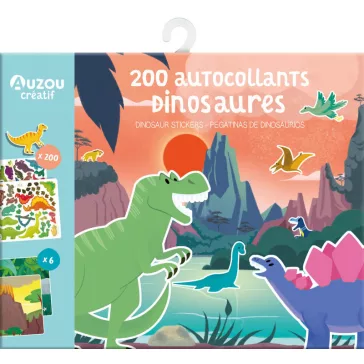   Újrahasználható matricázó készlet, Dinoszauruszok Auzou