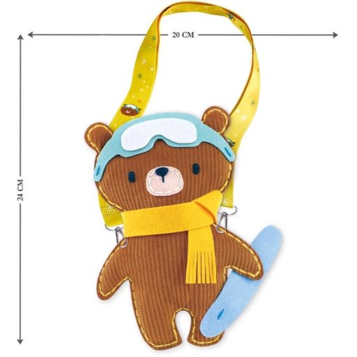 Varrható plüss vállpánttal, Maci snowboard deszkával Avenir