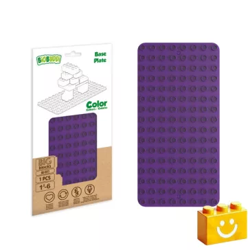   BiOBUDDi BB-0017 | építőjáték alaplap nagy méretű kockákhoz - 100% kompatibilis minden más kedvelt márka nagy méretű kockáival | 8x16 bütyök lila