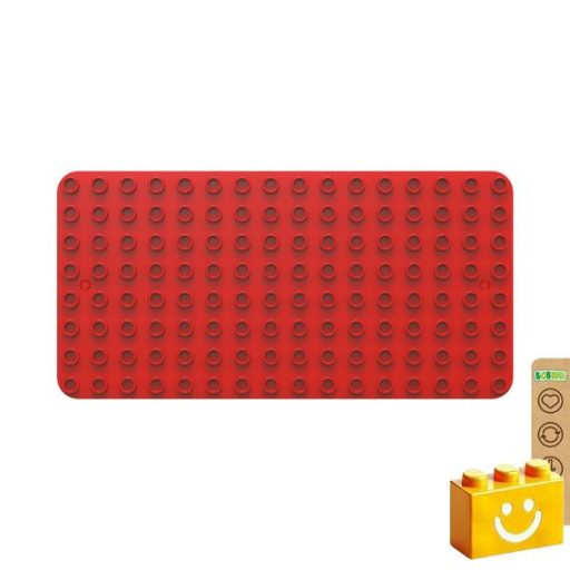 BiOBUDDi BB-0017 | építőjáték alaplap nagy méretű kockákhoz - 100% kompatibilis minden más kedvelt márka nagy méretű kockáival | 8x16 bütyök vörös