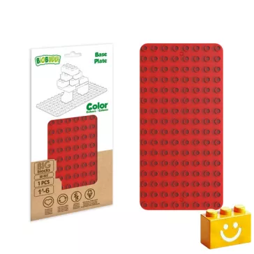  BiOBUDDi BB-0017 | építőjáték alaplap nagy méretű kockákhoz - 100% kompatibilis minden más kedvelt márka nagy méretű kockáival | 8x16 bütyök vörös