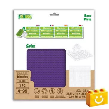   BiOBUDDi BB-0095 | építőjáték alaplap - 100% kompatibilis minden más kedvelt márkával | 32x32 bütyök lila