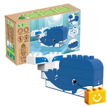   BiOBUDDi BB-0101 | bio építőjáték | Sarkvidék - 2 az 1-ben bálna vagy fóka - 100% kompatibilis minden más kedvelt márkával