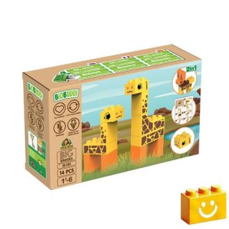   BiOBUDDi BB-0103 | bio építőjáték | Sztyeppe - 2 az 1-ben zsiráf vagy jávorszarvas - 100% kompatibilis minden más kedvelt márkával