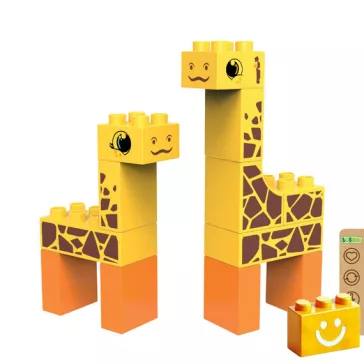   BiOBUDDi BB-0103 | bio építőjáték | Sztyeppe - 2 az 1-ben zsiráf vagy jávorszarvas - 100% kompatibilis minden más kedvelt márkával