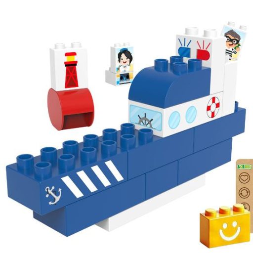BiOBUDDi BB-0250 | bio építőjáték | Rendőrhajó - 100% kompatibilis minden más kedvelt márkával