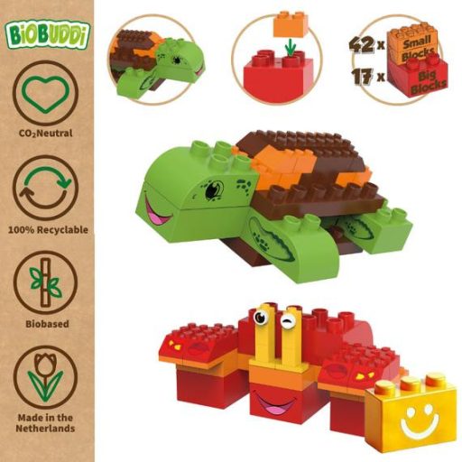 BiOBUDDi BB-0252 | bio építőjáték | Teknős és rák - 100% kompatibilis minden más kedvelt márkával