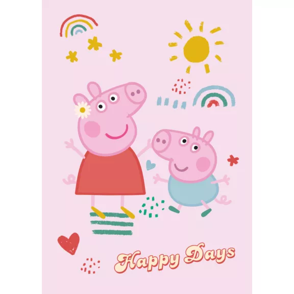 Peppa malac Happy Days polár takaró 100x140cm Peppa malac Happy Days polár takaró 100x140cm