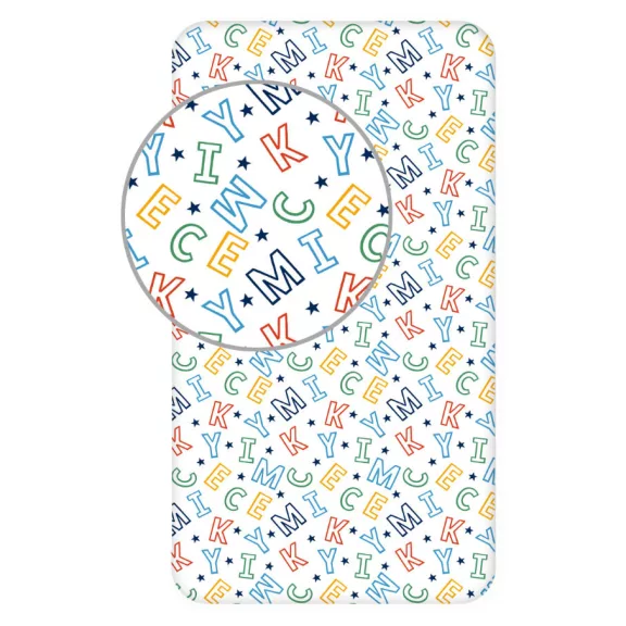 Disney Mickey Letters gumis lepedő 90x200 cm Disney Mickey Letters gumis lepedő 90x200 cm