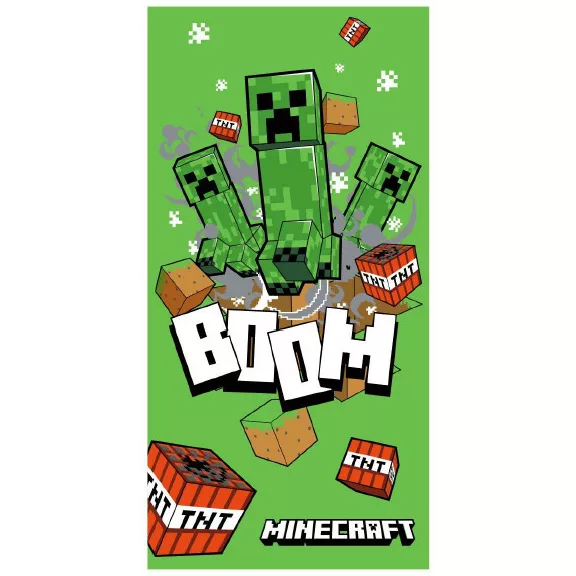Minecraft Boom Green fürdőlepedő, strand törölköző 70x140cm Minecraft Boom Green fürdőlepedő, strand törölköző 70x140cm