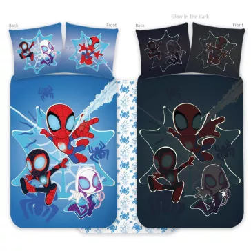   Pókember Spidey sötétben világító gyerek, ovis ágyneműhuzat 100x135cm, 40x60cm