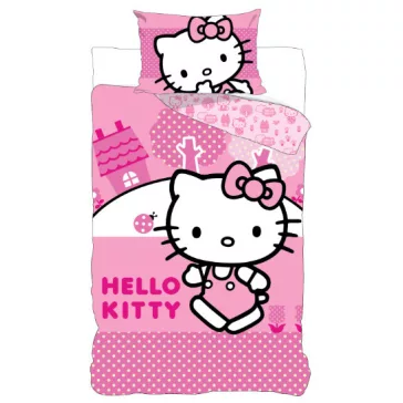   Hello Kitty Pink World gyerek, ovis ágyneműhuzat 100×135 cm, 40×60 cm
