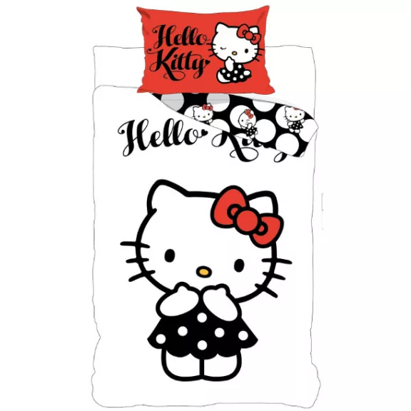 Hello Kitty Black Dress ágyneműhuzat 140×200cm, 70×90 cm Hello Kitty Black Dress ágyneműhuzat 140×200cm, 70×90 cm
