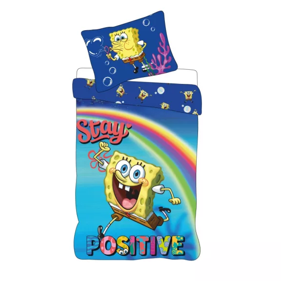 SpongyaBob Stay Positive gyerek, ovis ágyneműhuzat 100×135cm, 40×60 cm SpongyaBob Stay Positive gyerek, ovis ágyneműhuzat 100×135cm, 40×60 cm
