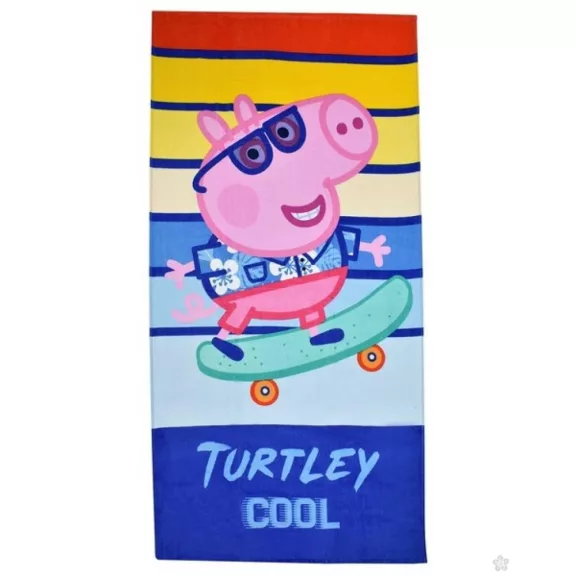 Peppa malac Turtley Cool fürdőlepedő, strand törölköző 70x140cm Peppa malac Turtley Cool fürdőlepedő, strand törölköző 70x140cm