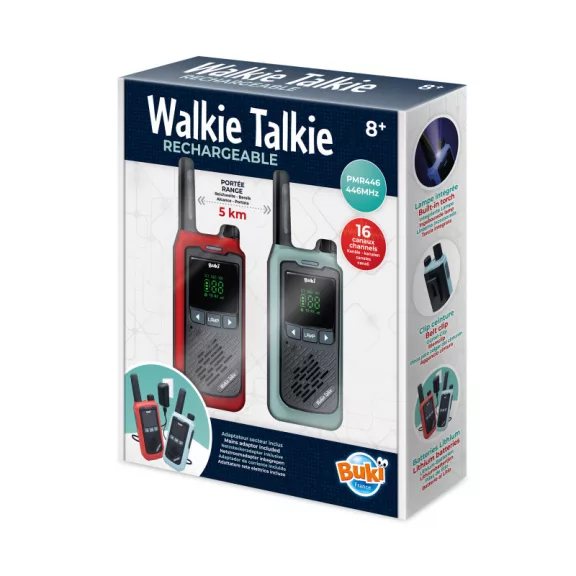 Újratölthető walkie-talkie 5 km-es hatótávolsággal BUKI Újratölthető walkie-talkie 5 km-es hatótávolsággal BUKI