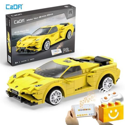 CaDA C51074W - Távirányítós Sárga versenyautó építőjáték - 100% kompatibilis minden más kedvelt márkával