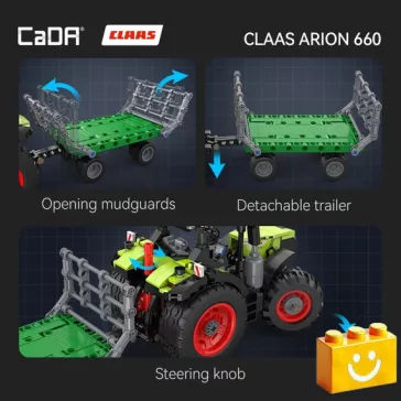   CaDA C65015W - CLAAS Arion 660 traktor utánfutóval - 100% technic-kompatibilis építőjáték
