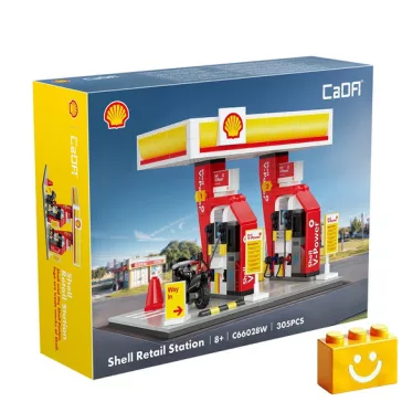   CaDA C66028W - Shell önkiszolgáló benzinkút építőkészlet - 100% kompatibilis minden más kedvelt márkával