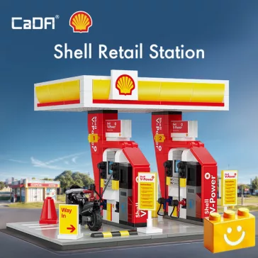   CaDA C66028W - Shell önkiszolgáló benzinkút építőkészlet - 100% kompatibilis minden más kedvelt márkával
