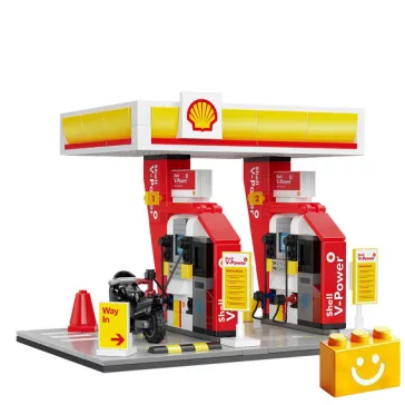   CaDA C66028W - Shell önkiszolgáló benzinkút építőkészlet - 100% kompatibilis minden más kedvelt márkával