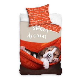   Kutyás Sweet Dreams Red ágyneműhuzat 140×200cm, 70×90 cm