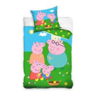Peppa malac Piggy Family ágyneműhuzat 140×200cm, 60x63 cm