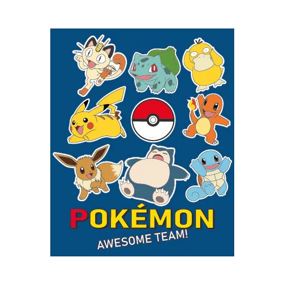 Pokémon Awesome Team coral fleece polár takaró 130x160cm Pokémon Awesome Team coral fleece polár takaró 130x160cm