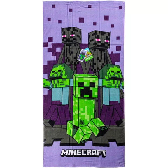 Minecraft Purple fürdőlepedő, strand törölköző 70x140cm Minecraft Purple fürdőlepedő, strand törölköző 70x140cm