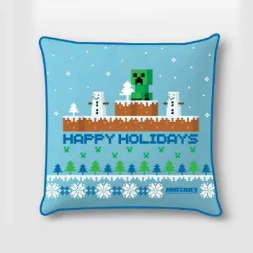   Minecraft Happy Holidays Karácsonyi párnahuzat 40x40 cm Velúr