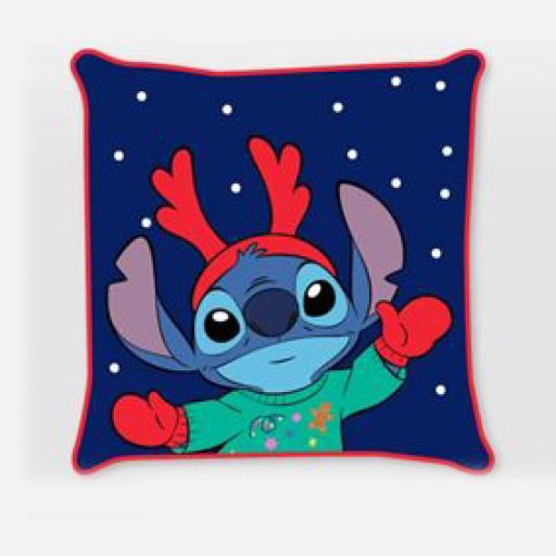 Disney Lilo és Stitch, A csillagkutya Antler Karácsonyi párnahuzat 40x40 cm Velúr