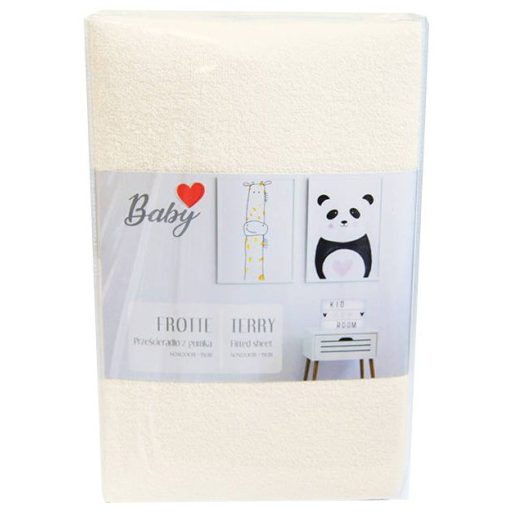 Színes Ecru frottír gumis lepedő 60x120 cm