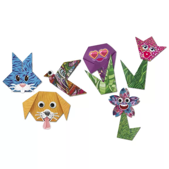 Színes Flowers origami virágok kiegészítőkkel