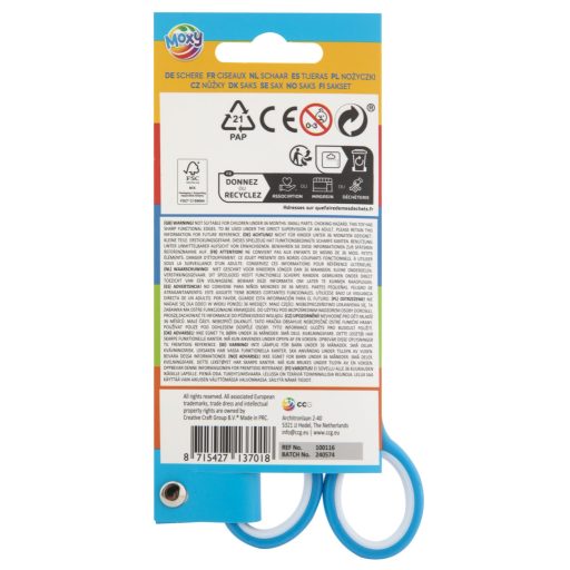 Kék Moxy balkezes olló 13 cm