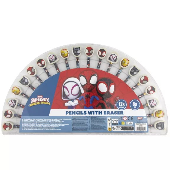Pókember Spidey Friends színes és grafit ceruza szett radír véggel 20 db-os Pókember Spidey Friends színes és grafit ceruza szett radír véggel 20 db-os