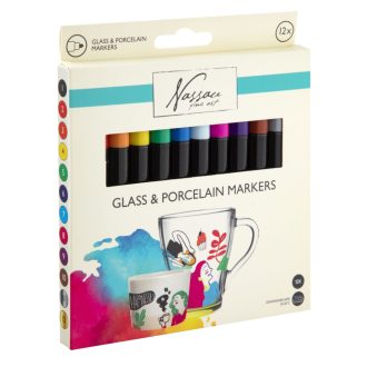 Színes Nassau üveg és porcelánfestő filctoll 12 db-os