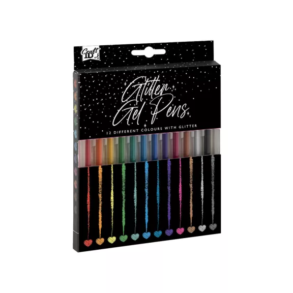 Színes Craft csillámos zselés toll szett 12 db-os Színes Craft csillámos zselés toll szett 12 db-os