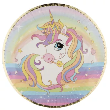 Unikornis Rainbow papírtányér 6 db-os 23 cm