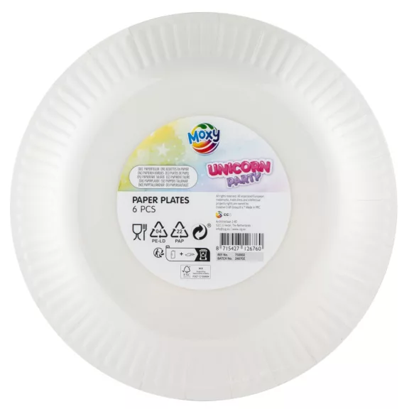 Unikornis Rainbow papírtányér 6 db-os 23 cm