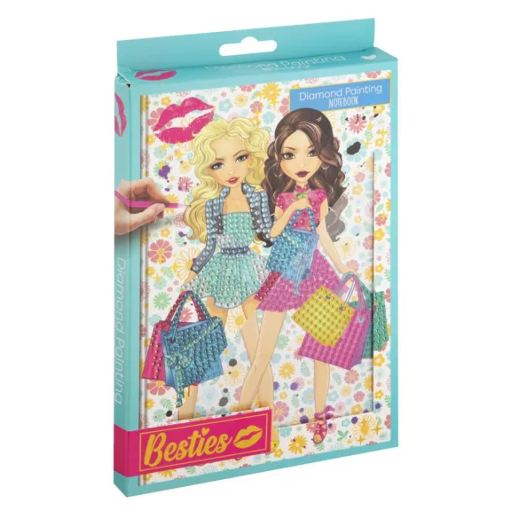 Lányos Besties Shopping gyémántszemes kemény fedeles jegyzetfüzet A5 Lányos Besties Shopping gyémántszemes kemény fedeles jegyzetfüzet A5