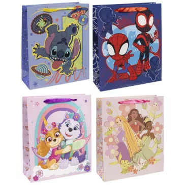   Disney Happy papír ajándéktasak, ajándékzacskó 32x27x10 cm