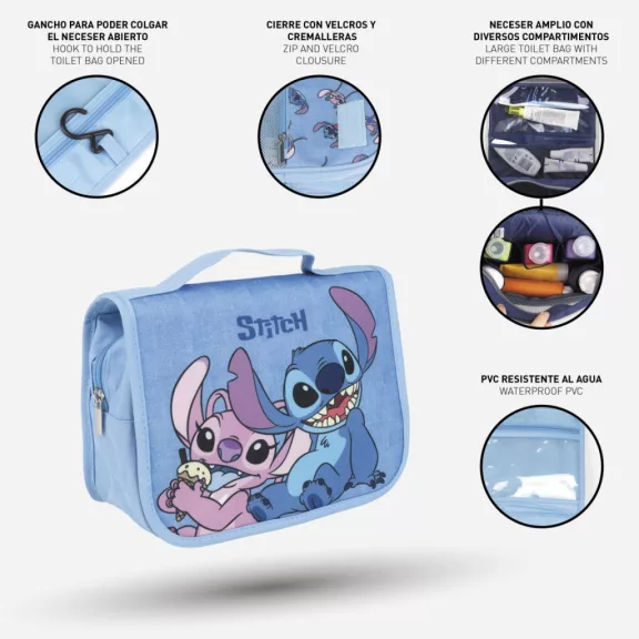 Disney Lilo és Stitch, A csillagkutya Ice Cream felakasztható, összehajtható piperetáska 25 cm