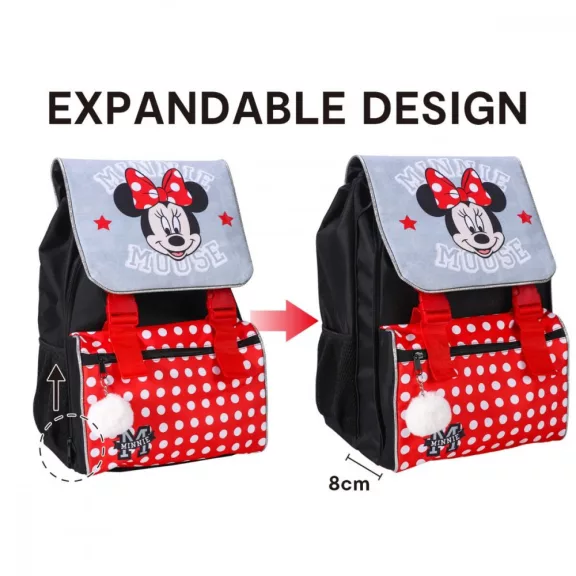 Disney Minnie Grey iskolatáska, táska Pomponnal, 42 cm