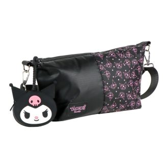   Hello Kitty Black Kuromi táska, oldaltáska pénztárcával 27 cm